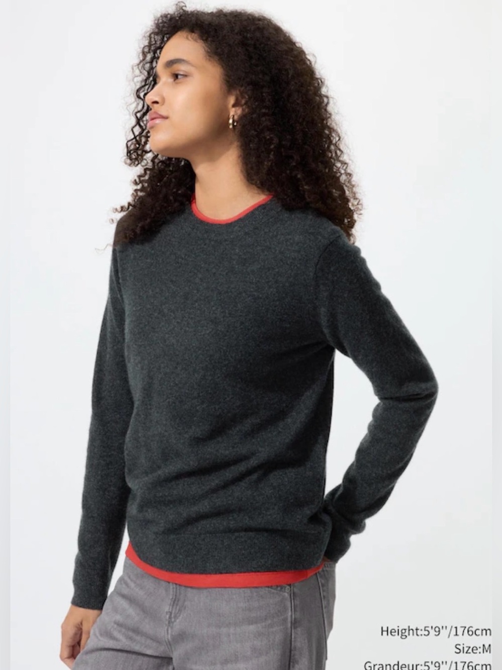 Uniqlo 100% Cashmere Charcoal Crewneck Women’s Sweater